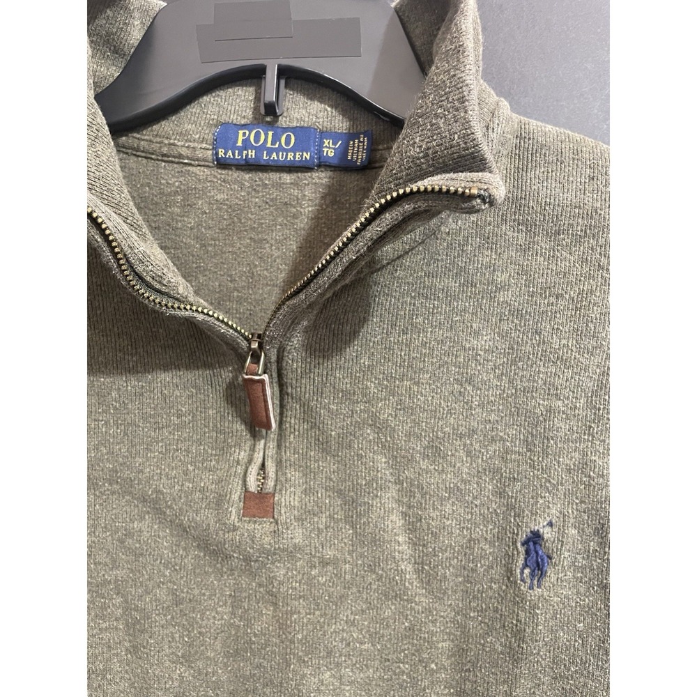 Polo Ralph Lauren 1/4‎ Zip Mock Neck Knit Sweater Green Men's Size XL